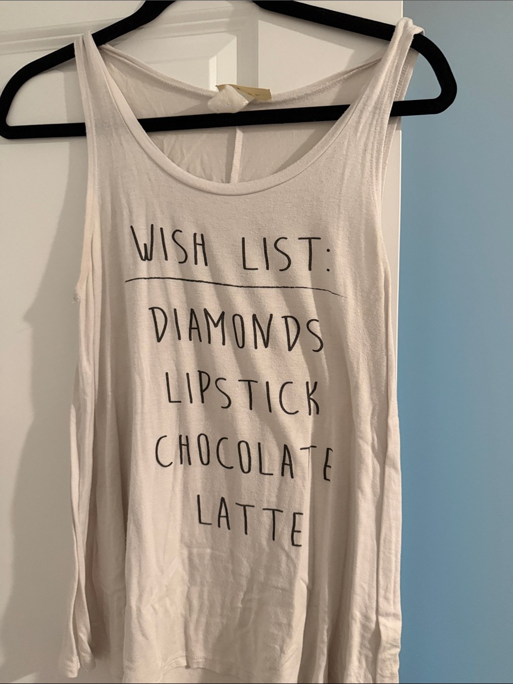 enough about me... White Tank Top with Black Lettering
